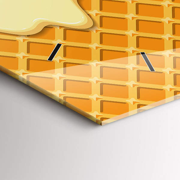 Ceas orizontale de perete din sticlă Vafe si inghetata