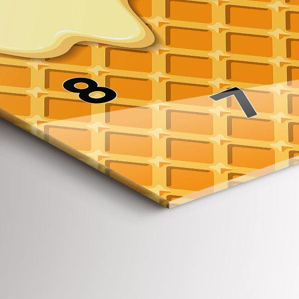 Ceas orizontale de perete din sticlă Vafe si inghetata