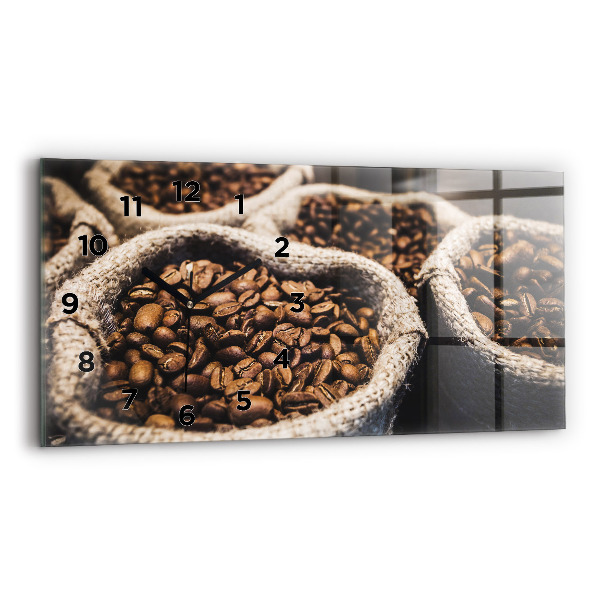Ceas orizontale de perete din sticlă Pungi de cafea