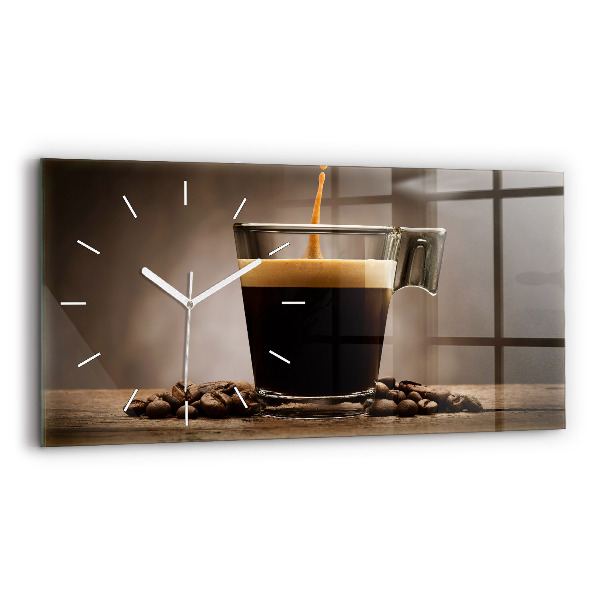 Ceas orizontale de perete din sticlă O cană de cafea
