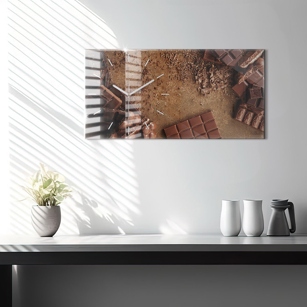 Ceas orizontale de perete din sticlă Batoane de ciocolată