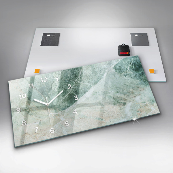 Ceas orizontale de perete din sticlă Textura de piatră de marmură