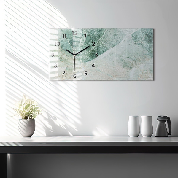 Ceas orizontale de perete din sticlă Textura de piatră de marmură