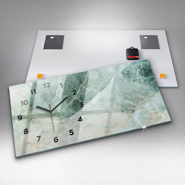 Ceas orizontale de perete din sticlă Textura de piatră de marmură