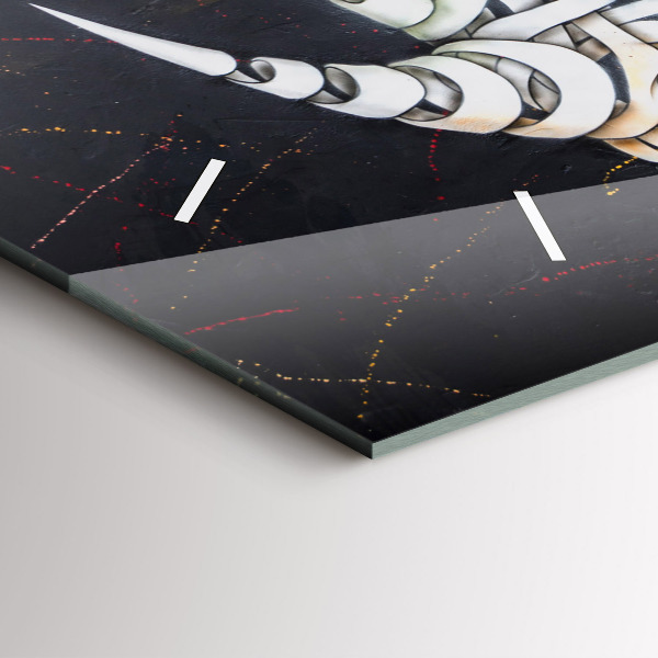 Ceas orizontale de perete din sticlă Rinocer abstract