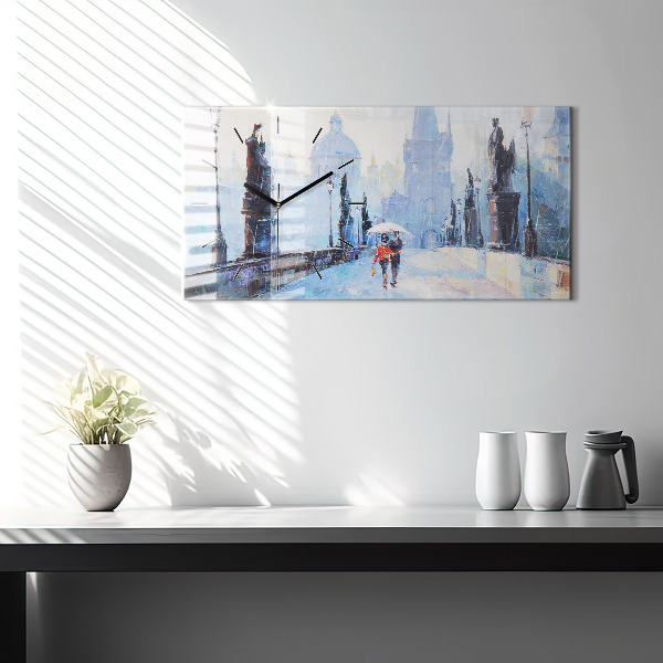 Ceas orizontale de perete din sticlă Arta in ulei