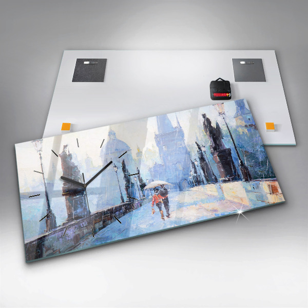 Ceas orizontale de perete din sticlă Arta in ulei