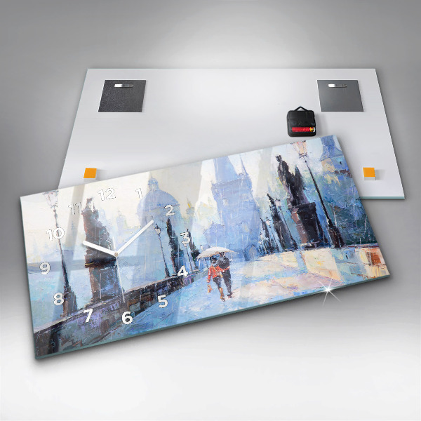 Ceas orizontale de perete din sticlă Arta in ulei
