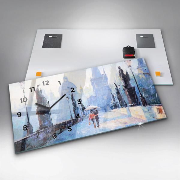 Ceas orizontale de perete din sticlă Arta in ulei