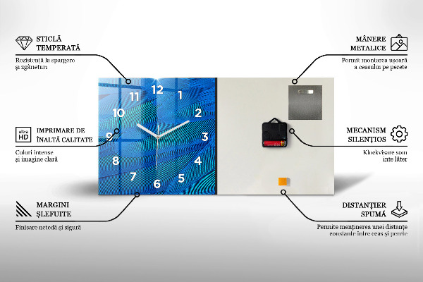 Ceas orizontale de perete din sticlă Profilul unui lup pictat