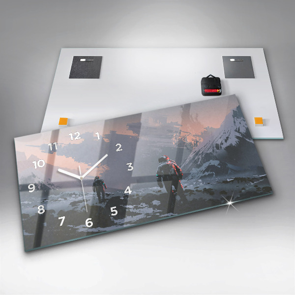 Ceas orizontale de perete din sticlă Astronauții Calea Lactee