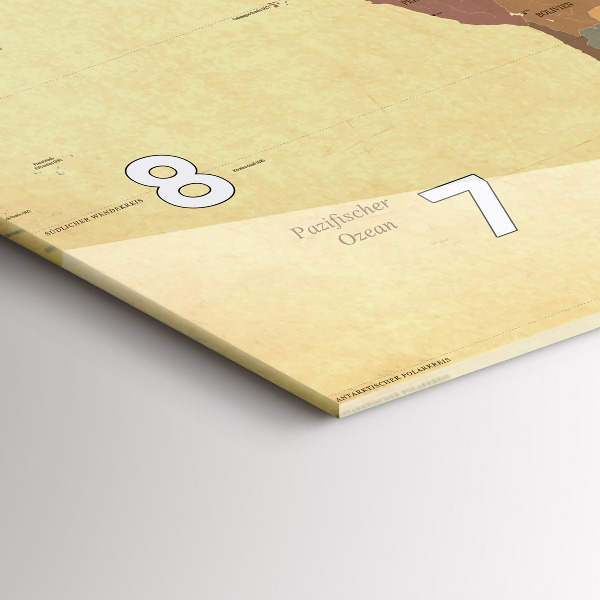 Ceas orizontale de perete din sticlă Harta lumii în stil vintage