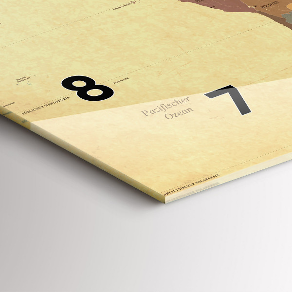 Ceas orizontale de perete din sticlă Harta lumii în stil vintage