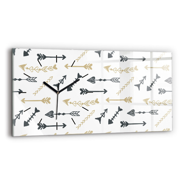 Ceas orizontale de perete din sticlă Model geometric hipster