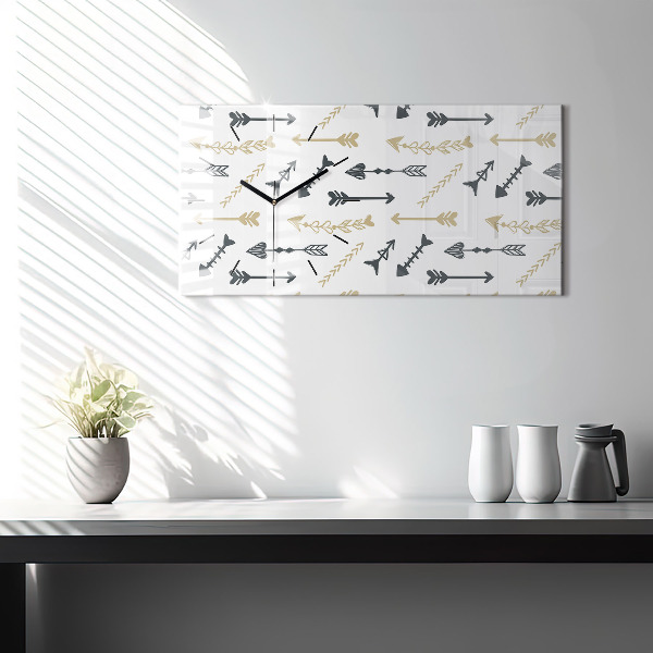 Ceas orizontale de perete din sticlă Model geometric hipster