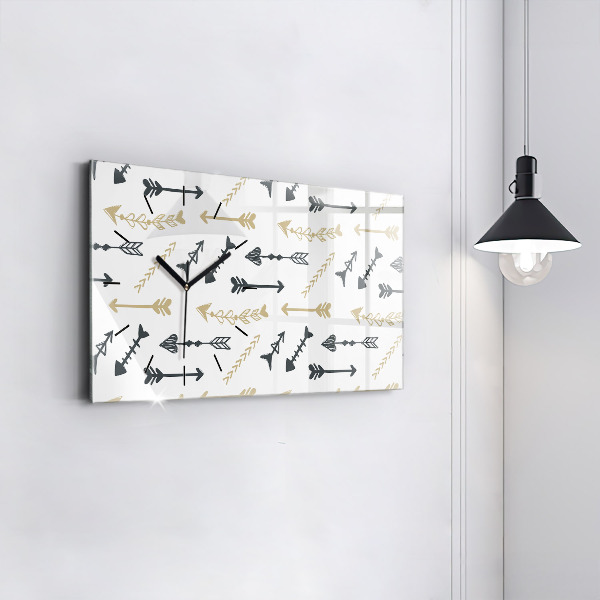 Ceas orizontale de perete din sticlă Model geometric hipster