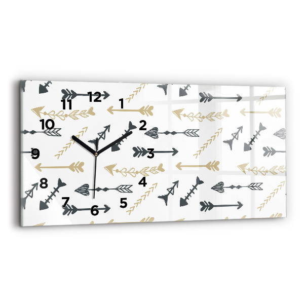 Ceas orizontale de perete din sticlă Model geometric hipster