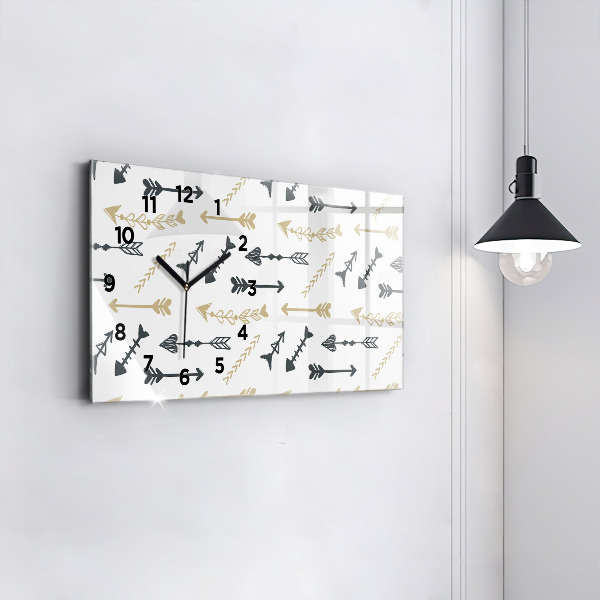 Ceas orizontale de perete din sticlă Model geometric hipster