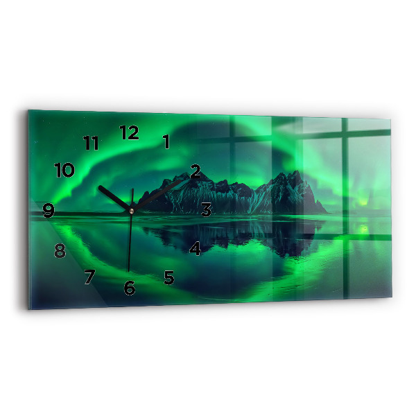 Ceas orizontale de perete din sticlă aurora nordică