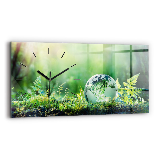 Ceas orizontale de perete din sticlă Glob
