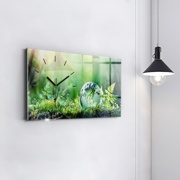 Ceas orizontale de perete din sticlă Glob