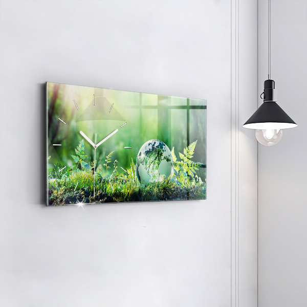 Ceas orizontale de perete din sticlă Glob