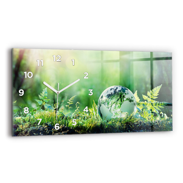 Ceas orizontale de perete din sticlă Glob