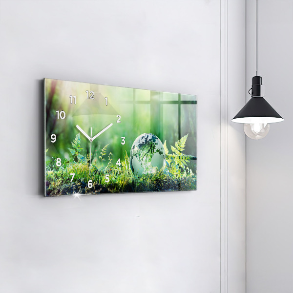 Ceas orizontale de perete din sticlă Glob