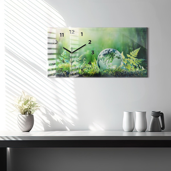 Ceas orizontale de perete din sticlă Glob