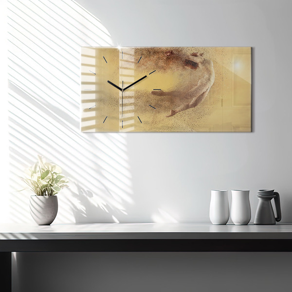 Ceas orizontale de perete din sticlă Femeie în siluetă