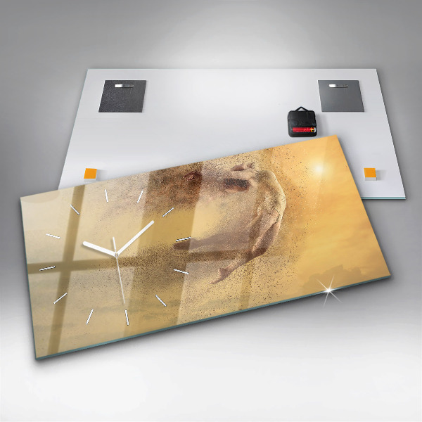 Ceas orizontale de perete din sticlă Femeie în siluetă