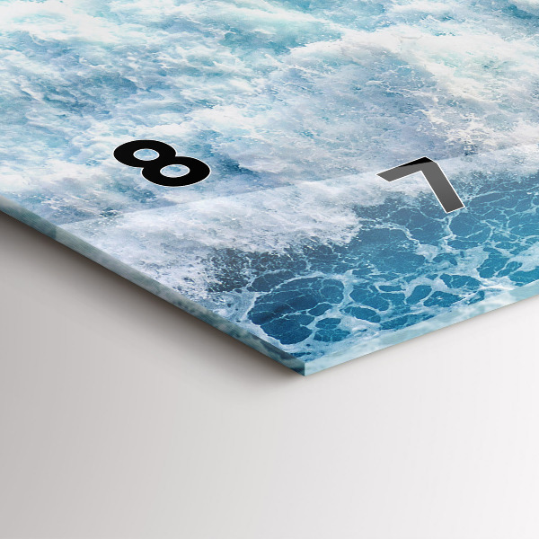 Ceas orizontale de perete din sticlă Valurile oceanului