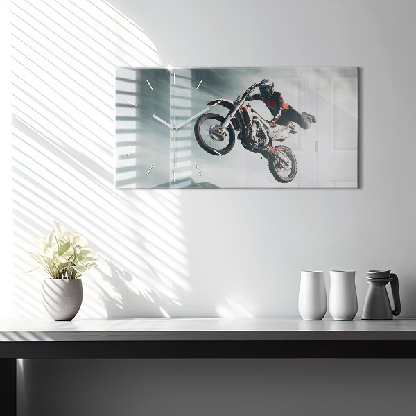 Ceas orizontale de perete din sticlă Stilul motor Adrenalina