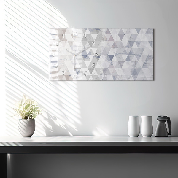 Ceas orizontale de perete din sticlă Model geometric
