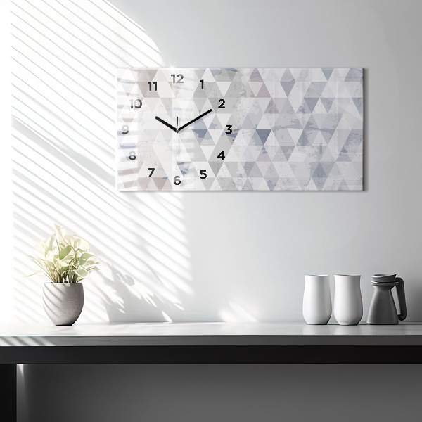 Ceas orizontale de perete din sticlă Model geometric
