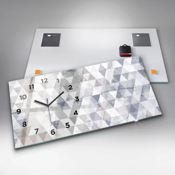 Ceas orizontale de perete din sticlă Model geometric