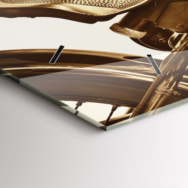 Ceas orizontale de perete din sticlă Motocicletă vintage sepia