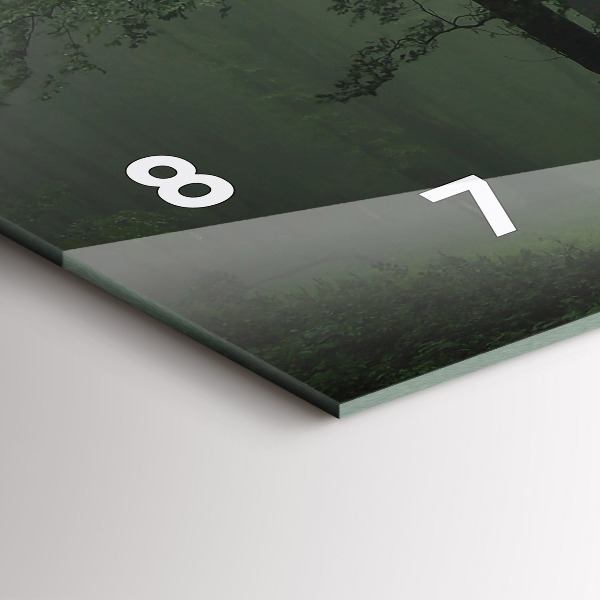 Ceas orizontale de perete din sticlă Pădure cețoasă dimineața