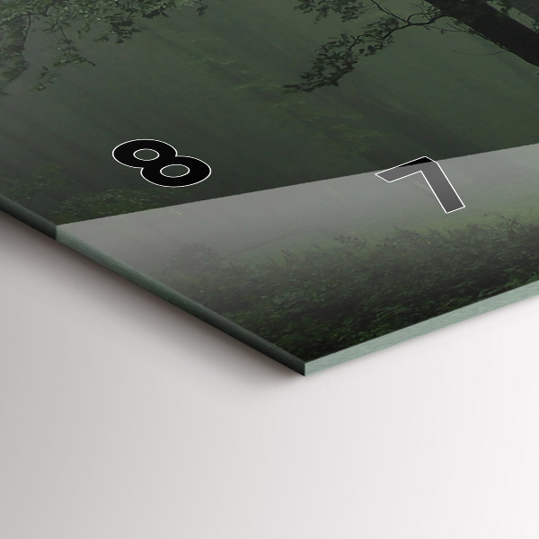 Ceas orizontale de perete din sticlă Pădure cețoasă dimineața