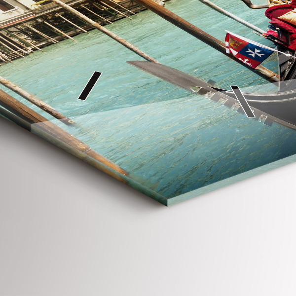 Ceas orizontale de perete din sticlă Gondole Veneția Italia