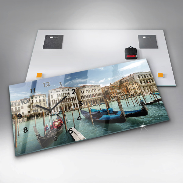 Ceas orizontale de perete din sticlă Gondole Veneția Italia