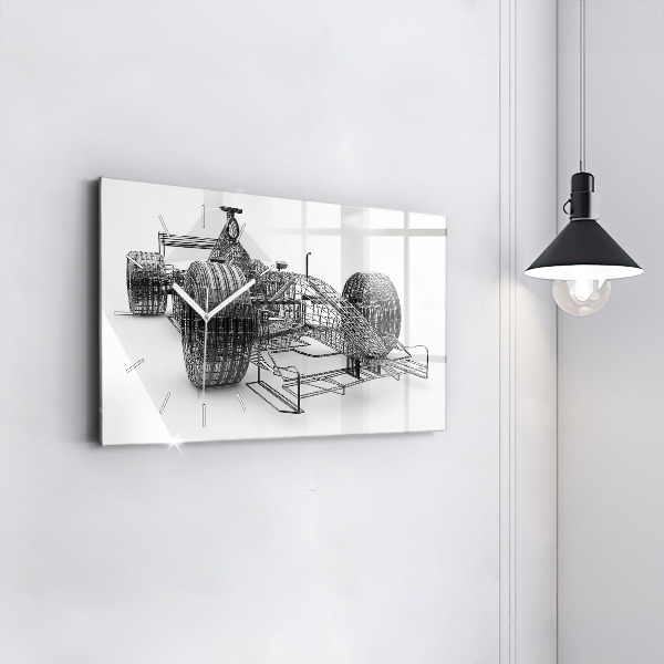 Ceas orizontale de perete din sticlă Design mașină F1