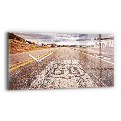 Ceas orizontale de perete din sticlă Route 66 SUA