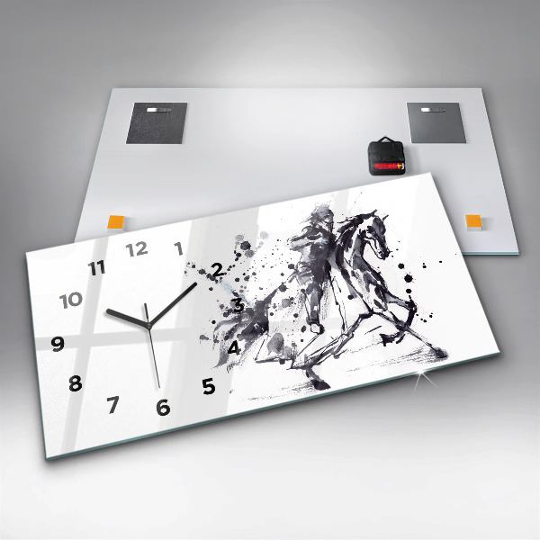 Ceas orizontale de perete din sticlă Cavaler călare