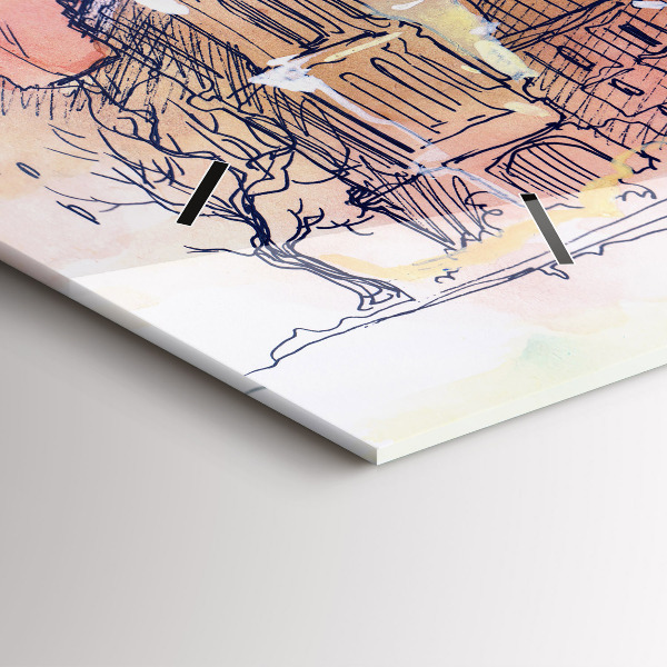 Ceas orizontale de perete din sticlă Peisaj pictat din Paris