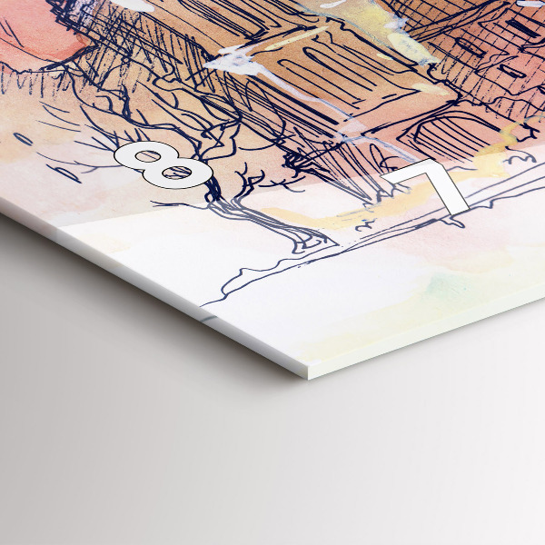 Ceas orizontale de perete din sticlă Peisaj pictat din Paris