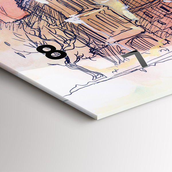 Ceas orizontale de perete din sticlă Peisaj pictat din Paris