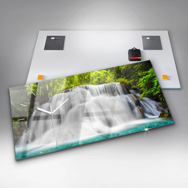 Ceas orizontale de perete din sticlă Cascada în Thailanda