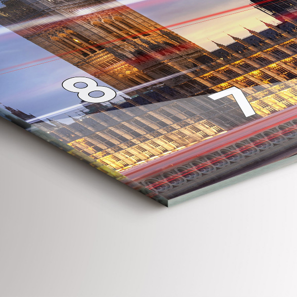 Ceas orizontale de perete din sticlă Autobuzul roșu din Londra