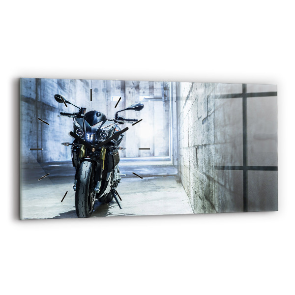 Ceas orizontale de perete din sticlă Motocicletă pe alee